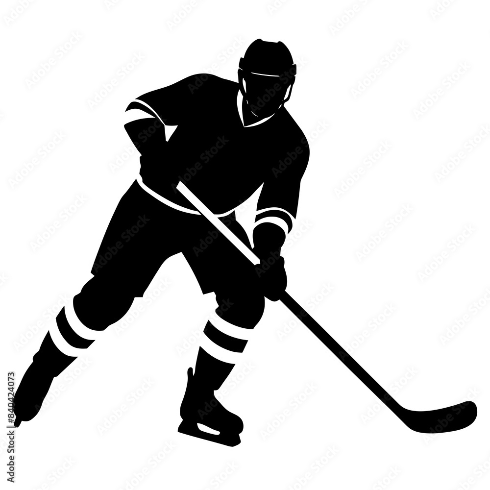 Fototapeta premium Hockey player silhouette vector illustration 