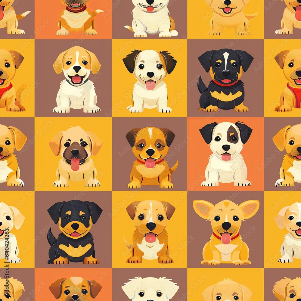 A group of playful puppies of various breeds, each depicted with unique fur textures and expressions, illustrating the joyful and energetic nature of young dogs. Minimal pattern banner wallpaper, A group of playful puppies of various breeds, each depicted with unique fur textures and expressions, illustrating the joyful and energetic nature of young dogs. Minimal pattern banner wallpaper,
