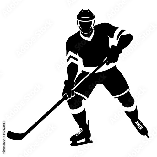 Hockey player silhouette vector illustration 