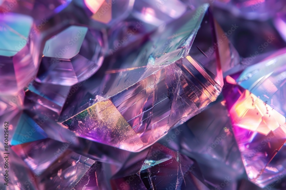 A cluster of purple crystals in a tight shot A cluster of purple crystals in a tight shot