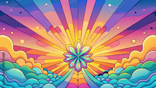 The image features a stunning gradient background that smoothly transitions through a range of vibrant colors.