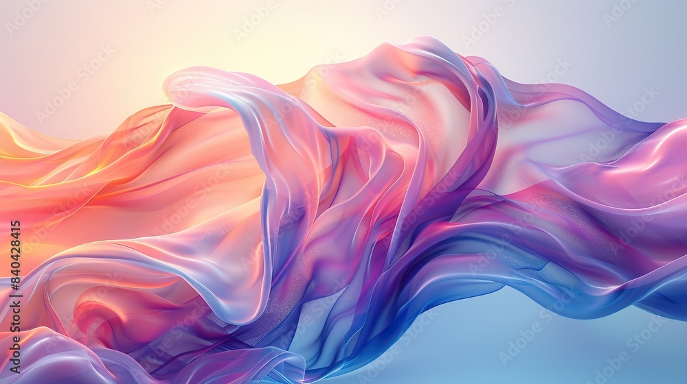 Fototapeta premium illustration generated using artificial intelligence of a colorful abstract background with pink and blue wavy surfaces.stock illustration