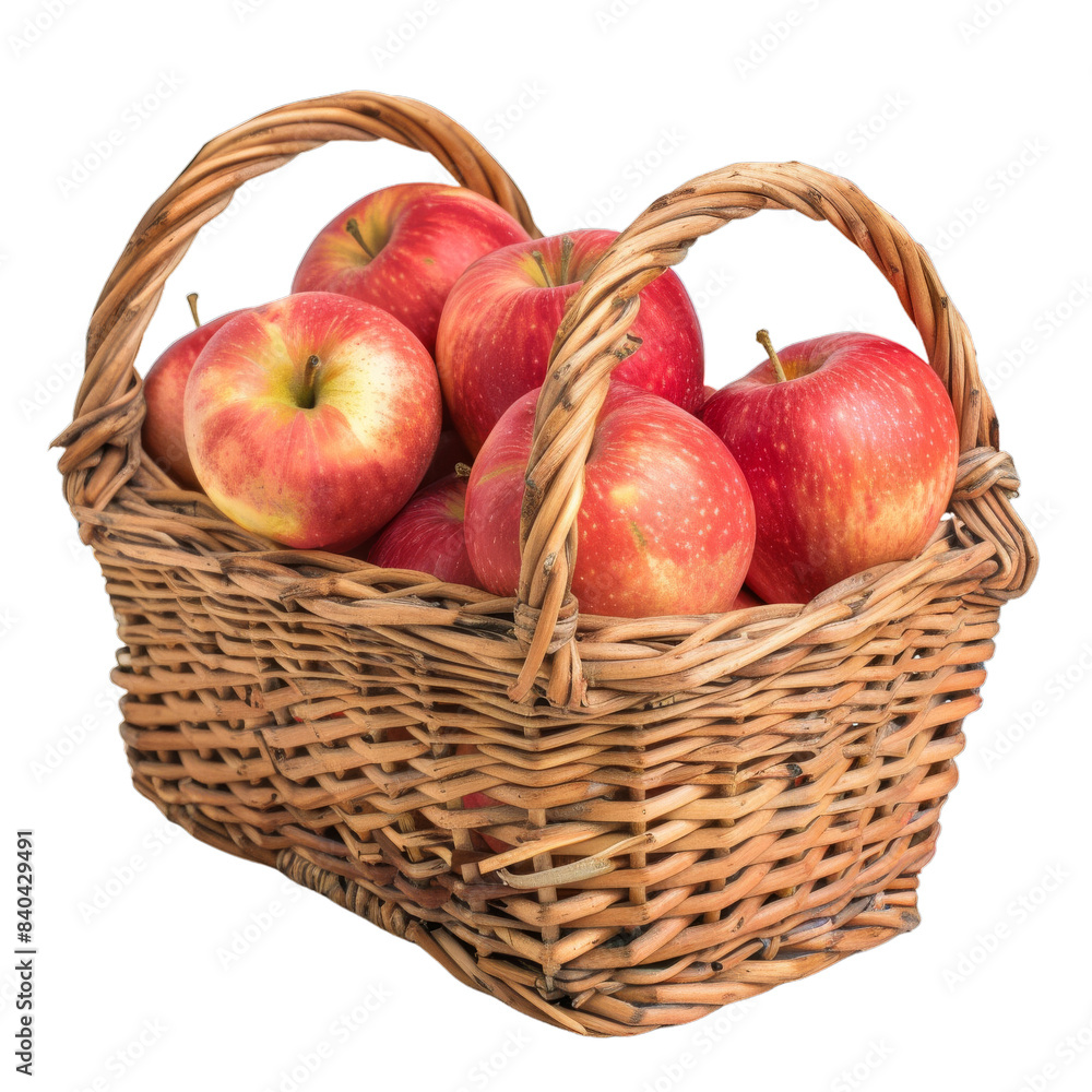 A basket of fresh apples, isolated on transparent white background A basket of fresh apples, isolated on transparent white background