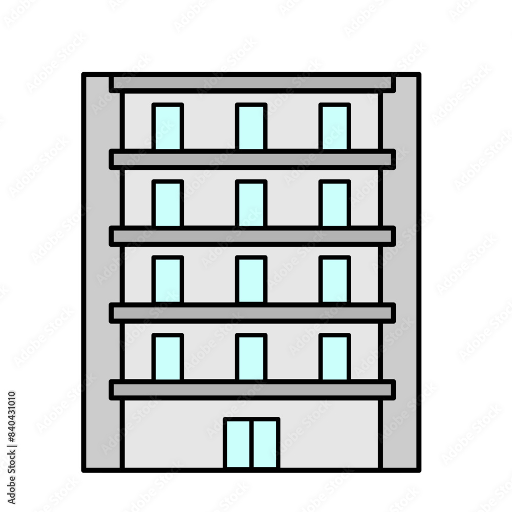 シンプルなマンションの線画のアイコンイラスト シンプルなマンションの線画のアイコンイラスト