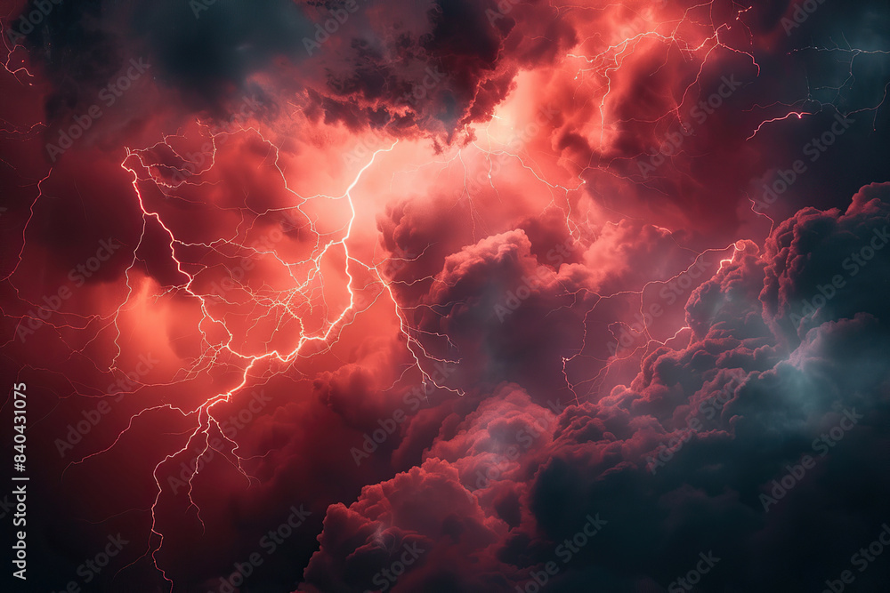 Generative ai on theme of scary bright electric lightning bolt with branches in the night dark sky Generative ai on theme of scary bright electric lightning bolt with branches in the night dark sky