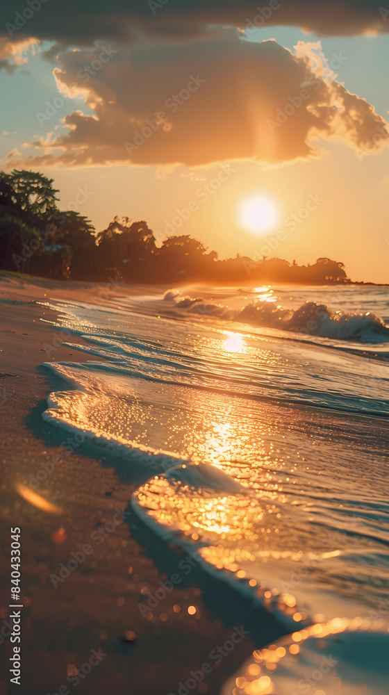 Fototapeta premium beach during the golden hour,Arctic beautiful landscape.Create beautiful, award-winning landscape photos. There is something for everyone. From sweeping mountain vistas to tranquil forest landscapes.