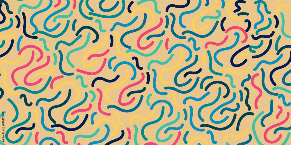Colorful line doodle art image. Colorful line doodle art image.