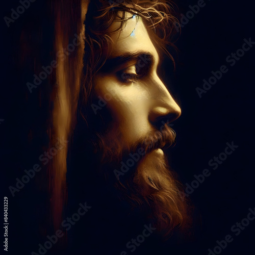 Jesus face profile view