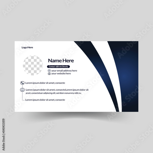 One-sided corporate, professional, minimalist, modern business card template with Blue gradient color. Landscape orientation and horizontal layout. Vector illustration.