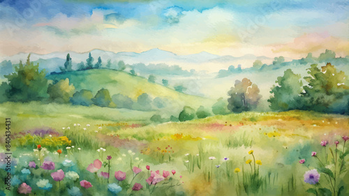 Mountain wildflower watercolor background