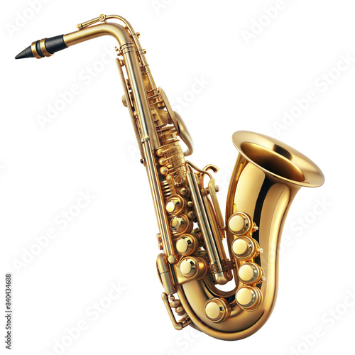 Golden saxophone isolated on transparent background photo