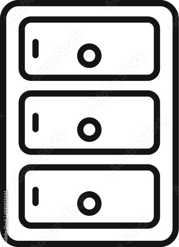 Simple black and white icon of a kitchen sink with three sections for washing