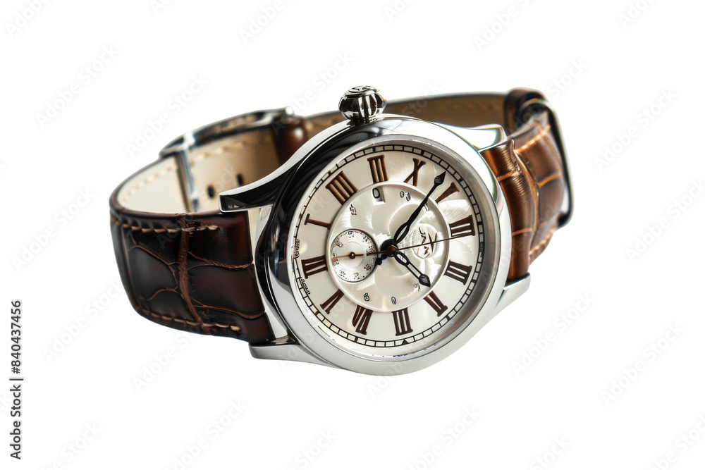 Classic Wristwatch with Brown Leather Strap Classic Wristwatch with Brown Leather Strap