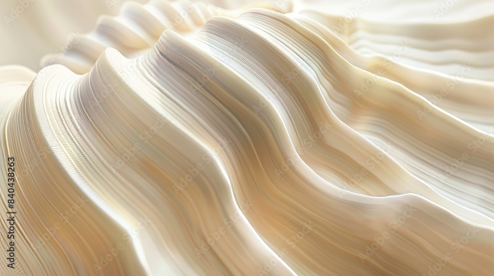 The smooth, matte surface of a seashell in a pale, creamy white color, with gentle ridges and curves adding depth and visual interest to the neutral background The smooth, matte surface of a seashell in a pale, creamy white color, with gentle ridges and curves adding depth and visual interest to the neutral background