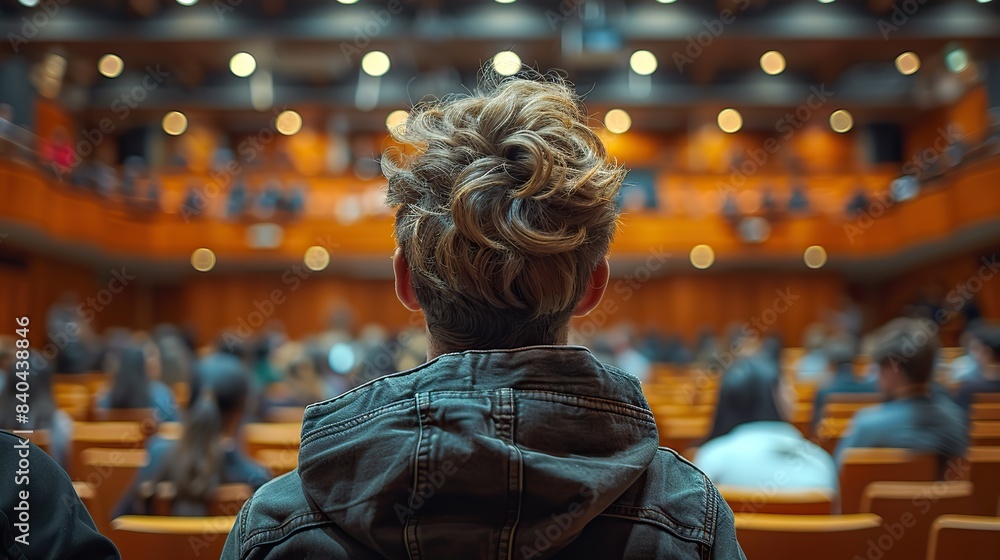 rear view of unidentified participants in audience male speaker giving presentation at university workshop audience or conference hall scientific conference event training.stock illustration rear view of unidentified participants in audience male speaker giving presentation at university workshop audience or conference hall scientific conference event training.stock illustration