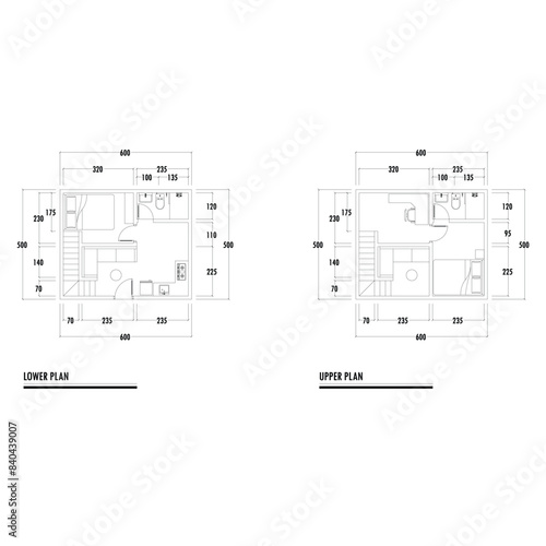 Black and White floor plan of a modern unfurnished house for your design. Suburban house vector blueprint. Architectural background. eps 10