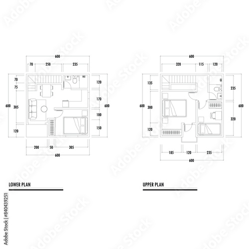 Black and White floor plan of a modern unfurnished house for your design. Suburban house vector blueprint. Architectural background. eps 10