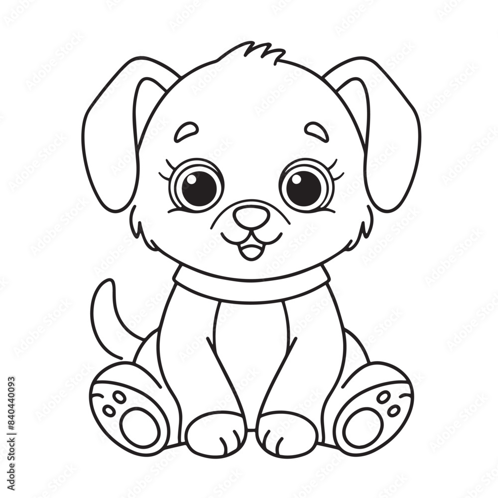Fototapeta premium Cute puppy cartoon coloring page illustration vector. For kids coloring book