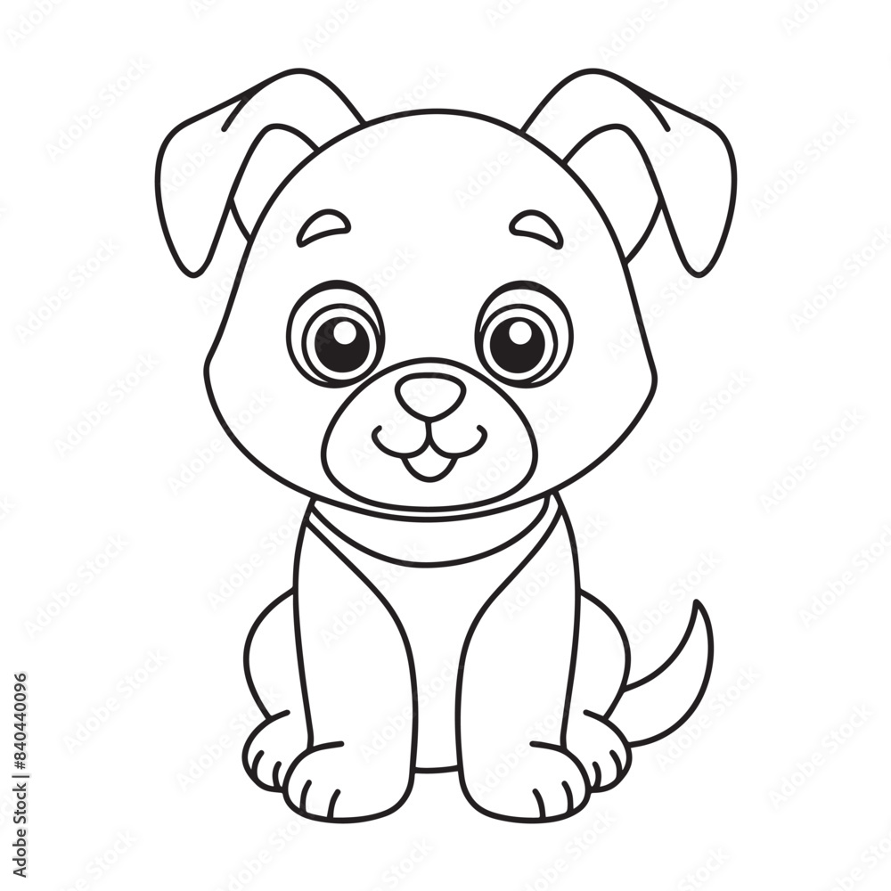 Fototapeta premium Cute puppy cartoon coloring page illustration vector. For kids coloring book