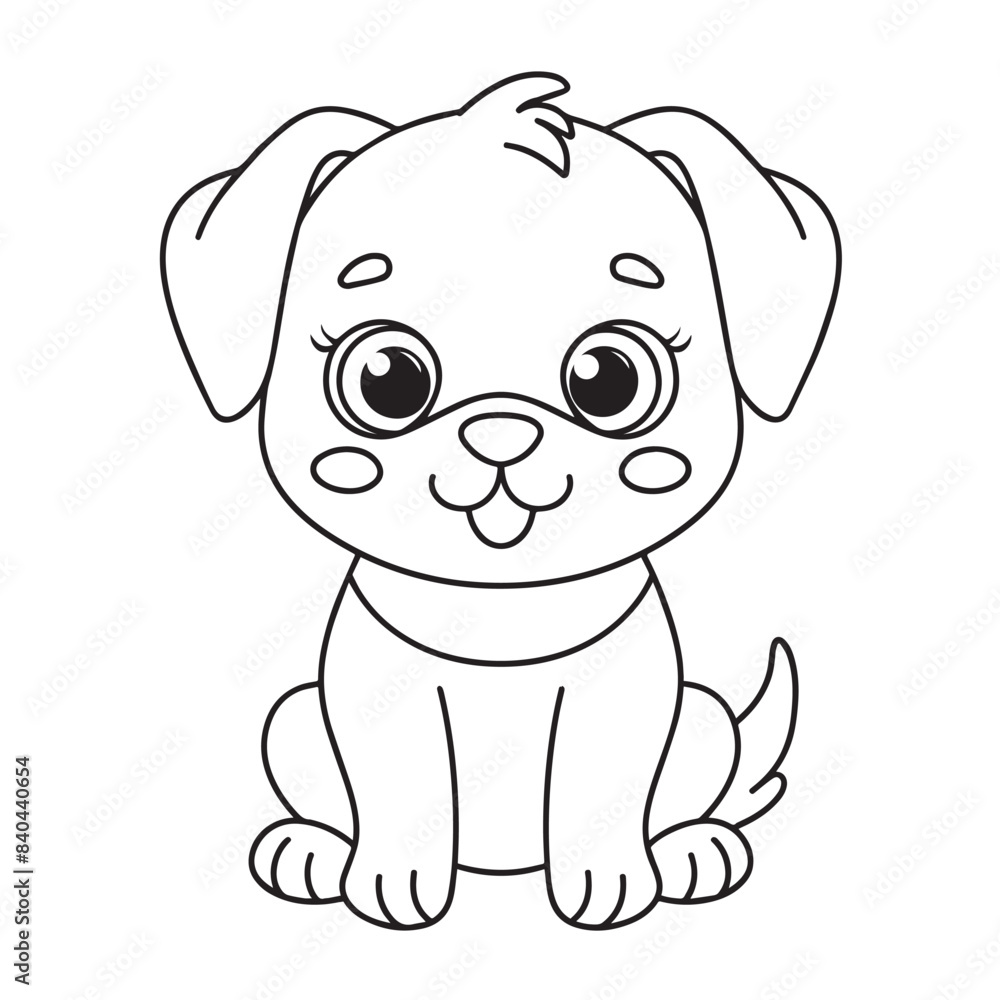 Fototapeta premium Cute puppy cartoon coloring page illustration vector. For kids coloring book