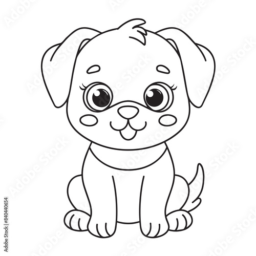 Cute puppy cartoon coloring page illustration vector. For kids coloring book © Artanto