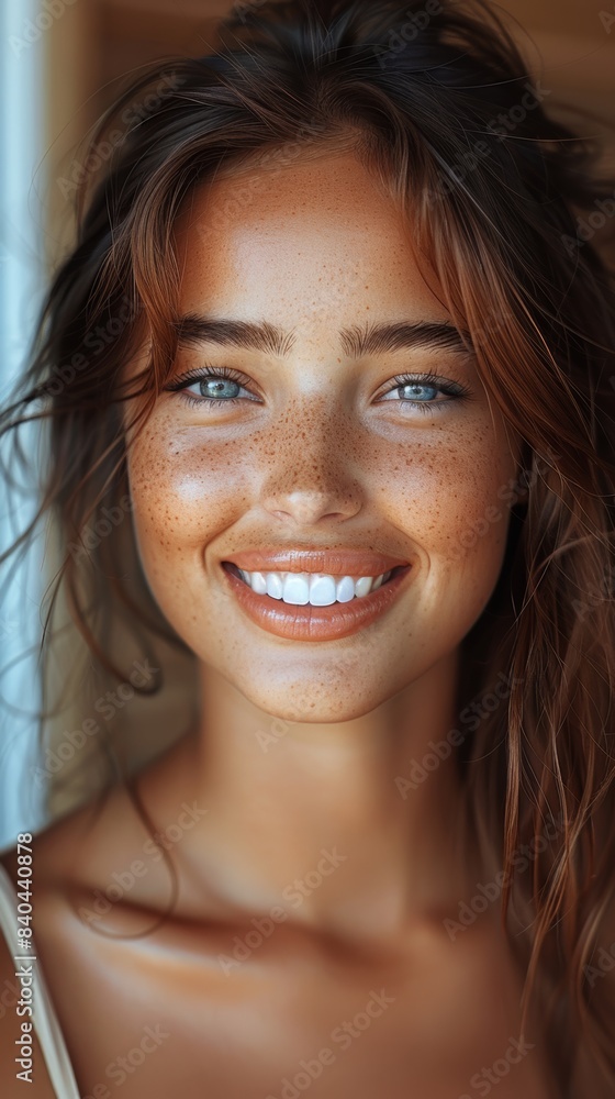 a beautiful woman smiling, dental ad, white teeth a beautiful woman smiling, dental ad, white teeth
