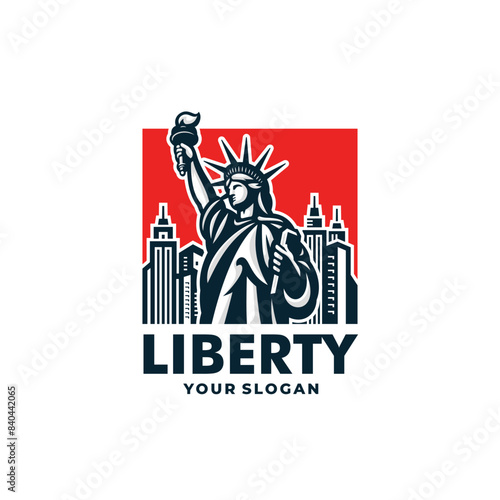 Statue liberty logo vector. EPS 10 editable vector