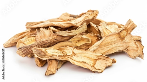 dried angelica root Isolated on white background. cooking ingredients for healthful food concept for designer
