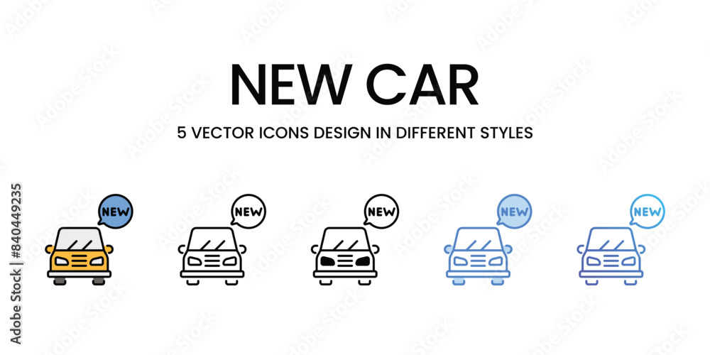 New car icons vector set stock illustration. New car icons vector set stock illustration.