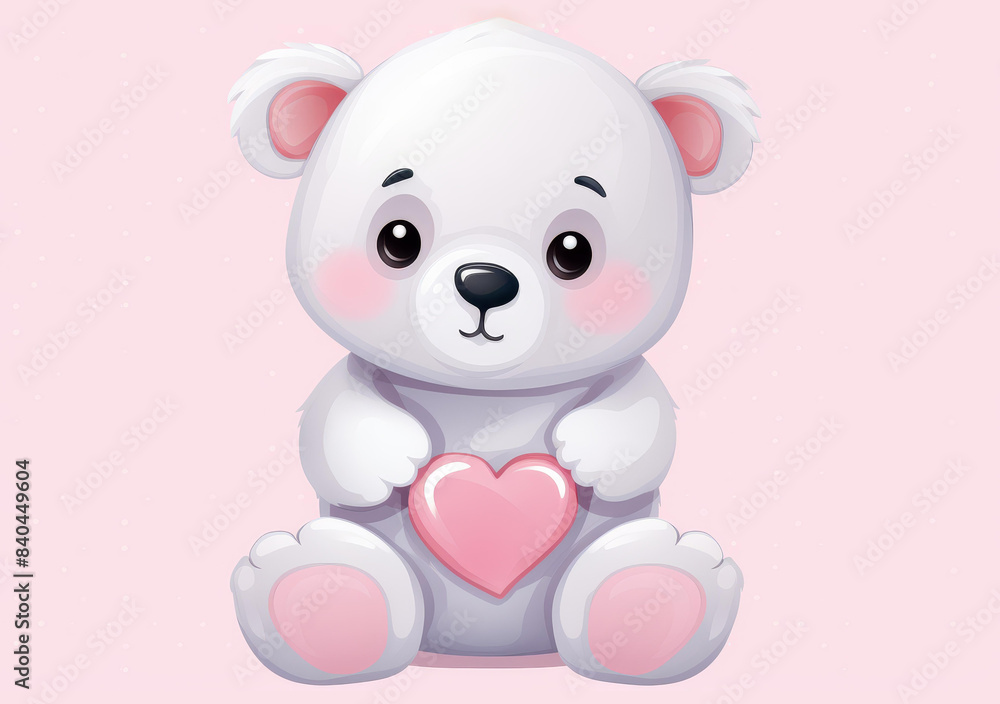 Charming baby bear cartoon clipart with a heart backdrop, perfect for nursery decor. Charming baby bear cartoon clipart with a heart backdrop, perfect for nursery decor.