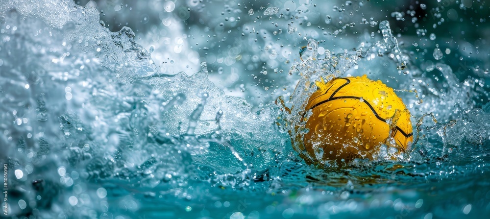 Water polo goalie intensely tracking ball for save at summer olympics, anticipation in sports Water polo goalie intensely tracking ball for save at summer olympics, anticipation in sports