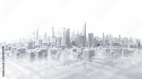 A 3D point cloud model of a modern city skyline. The model depicts a dense urban environment with tall skyscrapers and a variety of building types
