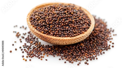 dried mustard seeds Isolated on white background. cooking ingredients for healthful food concept for designer