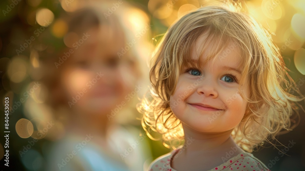 A close up of a little girl smiling with her eyes closed, AI A close up of a little girl smiling with her eyes closed, AI