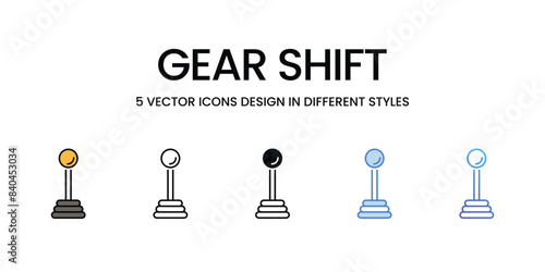 Gear Shift icons vector set stock illustration.