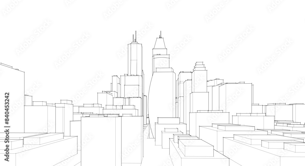 modern city panorama 3d illustration modern city panorama 3d illustration