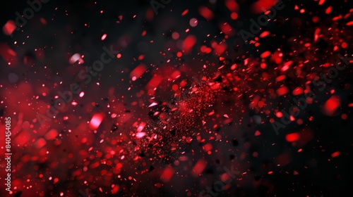 Red sparks scattered on a black background
