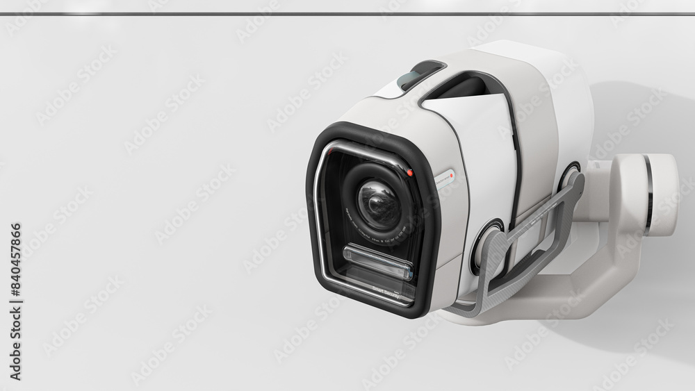 Security CCTV camera. Scan the area for surveillance purposes. technology and innovation concept. 3D Render