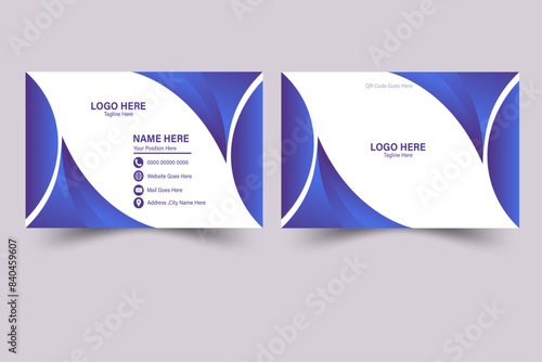 abstract business card layot ,blue ,logo card photo