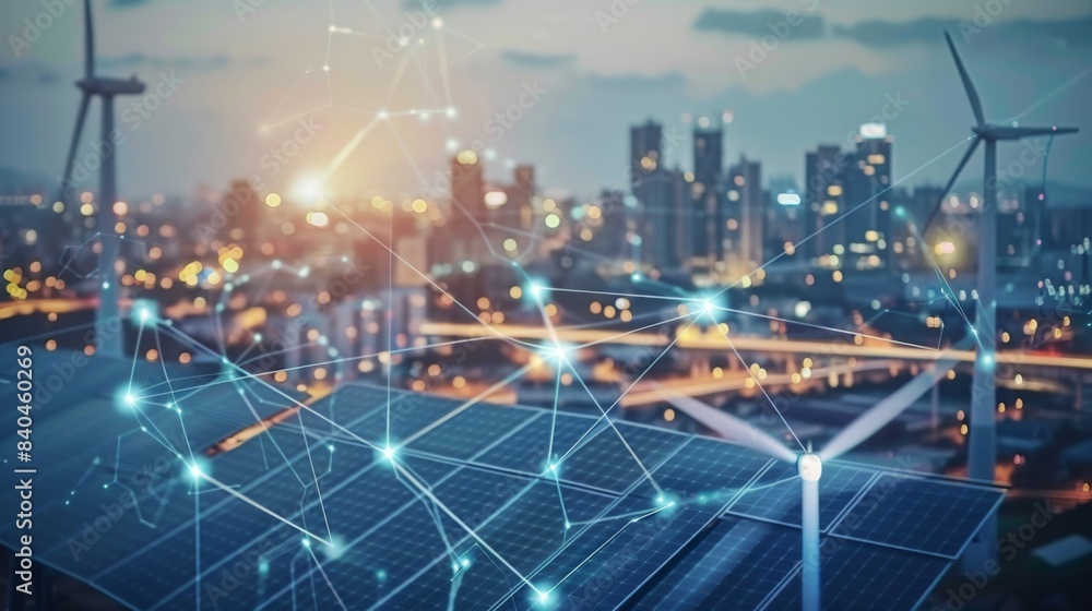 custom made wallpaper toronto digitalsolar cell plant and wind generators in the urban area connected to the smart grid.