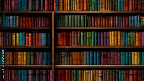 Seamless pattern background illustration made of colorful books like a bookcase.