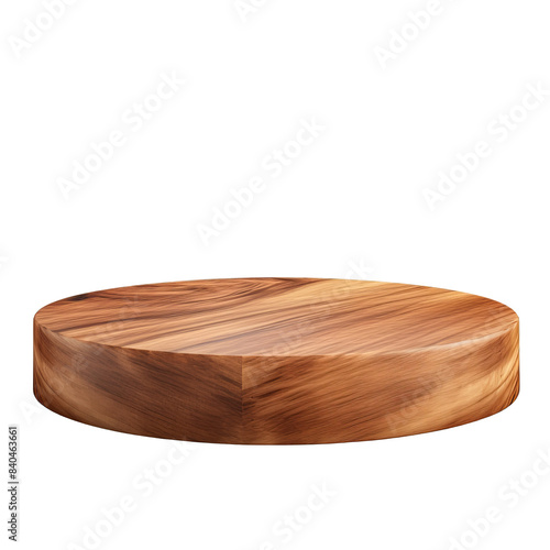 3D rendering of a round wooden podium or platform.on cut-out white background, transparent PNG cutout cliparts