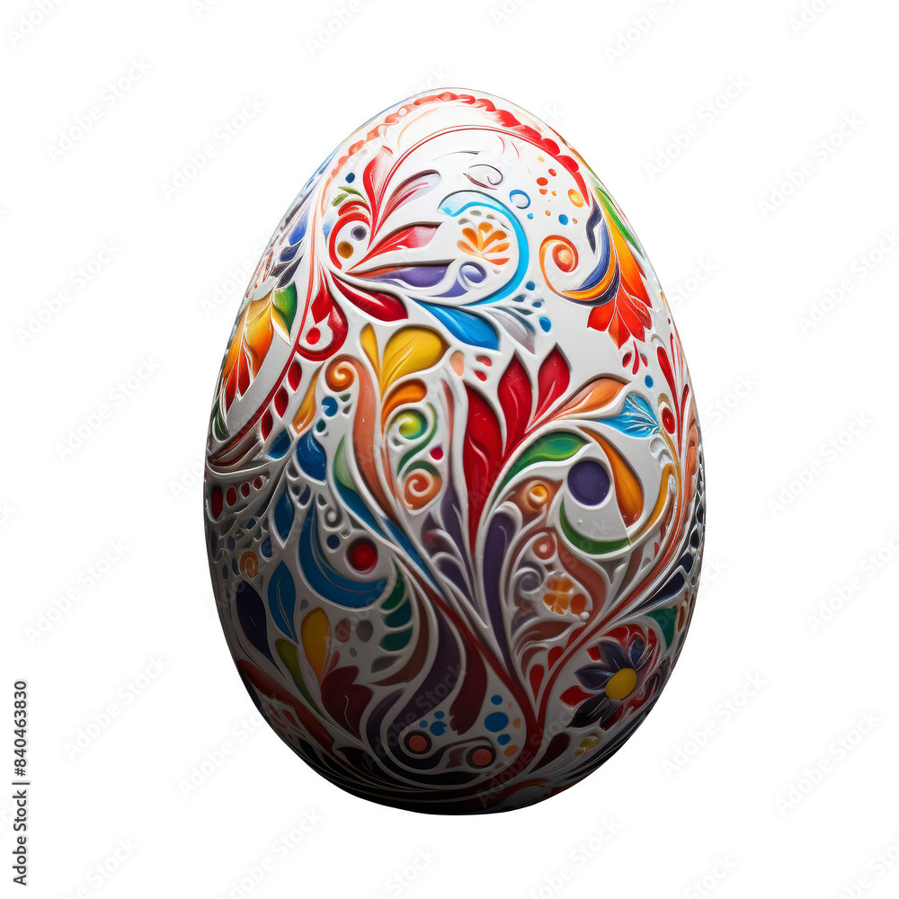 3D rendering of an Easter egg with a traditional Russian floral pattern.on cut-out white background, transparent PNG cutout cliparts 3D rendering of an Easter egg with a traditional Russian floral pattern.on cut-out white background, transparent PNG cutout cliparts