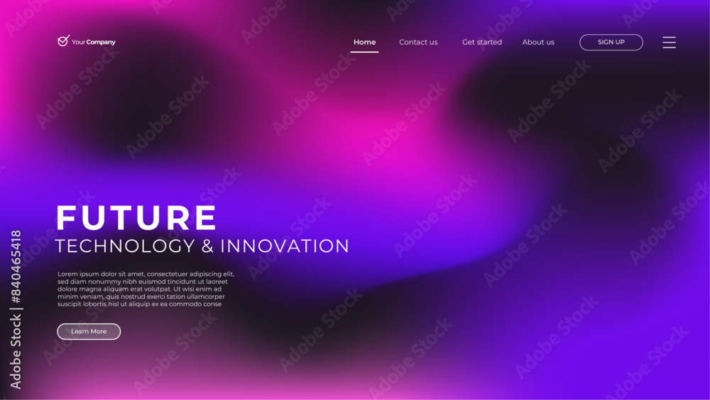 Obraz premium Gradient landing page. Abstract wave background. Colorful template