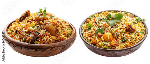 Indian biryani, special biryani, biryani in plate, on transparent background photo