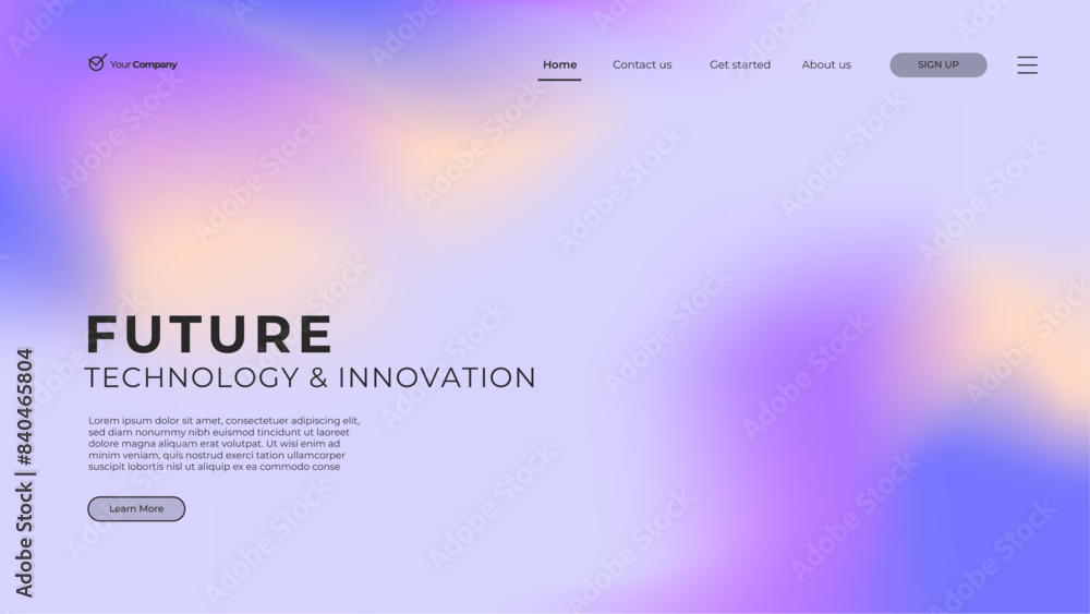 Fototapeta premium Gradient landing page. Abstract wave background. Colorful template