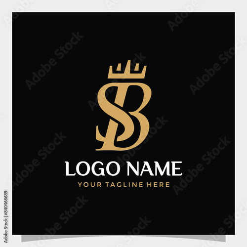 Minimalist Luxury Initials SB with crown Logo branding concept