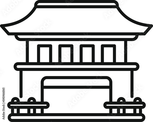 Vector illustration of a classic asian pagoda in a clean line art style, suitable for icons or design