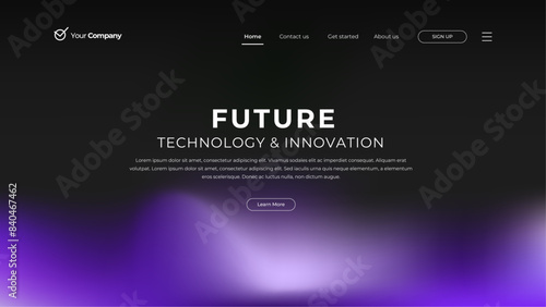 Colorful mesh gradient landing page template. Abstract background