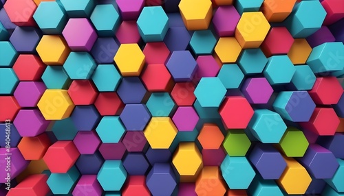 Abstract colorful hexagon pattern. 3D geometric illustrations for modern and creative design.